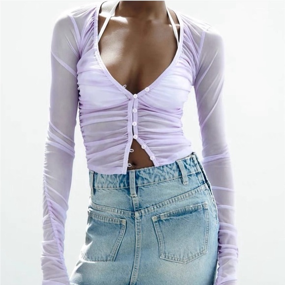 Zara ruched tulle top - Picture 2 of 4